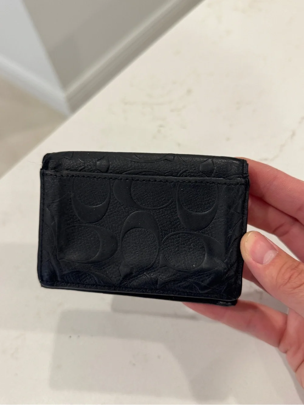 Coach Black Embossed Signature Card Holder